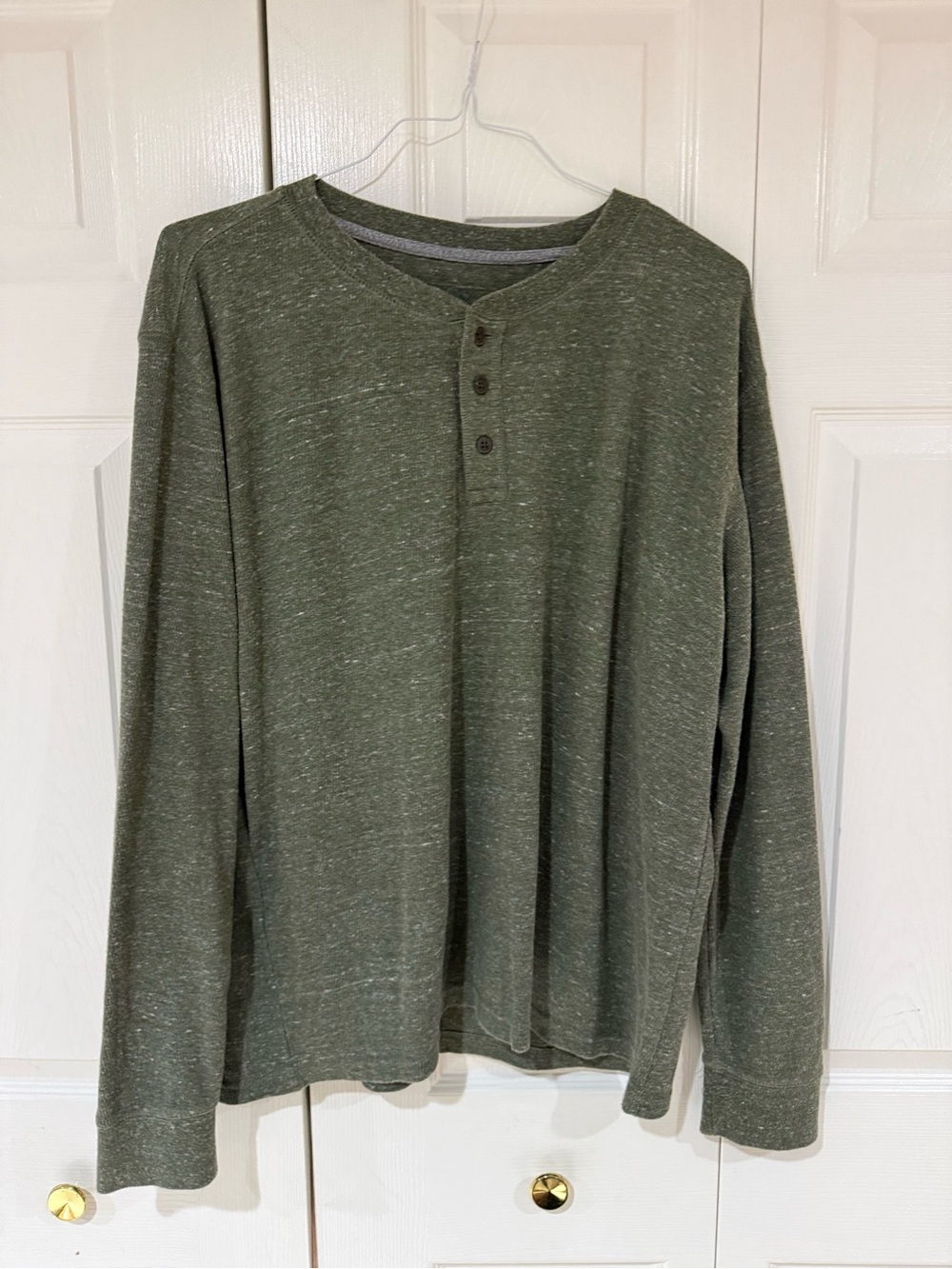 St. John's Bay Olive Heather Henley Long Sleeve Shirt